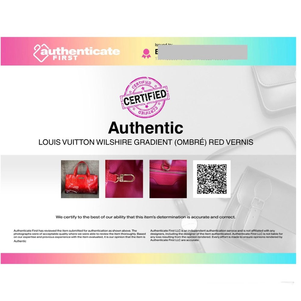 🌟 Louis Vuitton LV Vernis Monogram Ombré Degrade Wilshire PM Red w/ COA❤️ - Picture 9 of 11